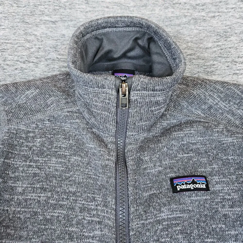 Patagonia Better Sweater Jacket Kids Medium 10 Gray Full Zip Fleece Mock Neck